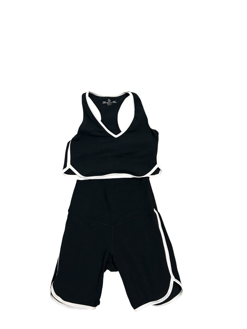 Aerie Offline Two Piece Tank/Bike Short Set Black and White Stripe Small
